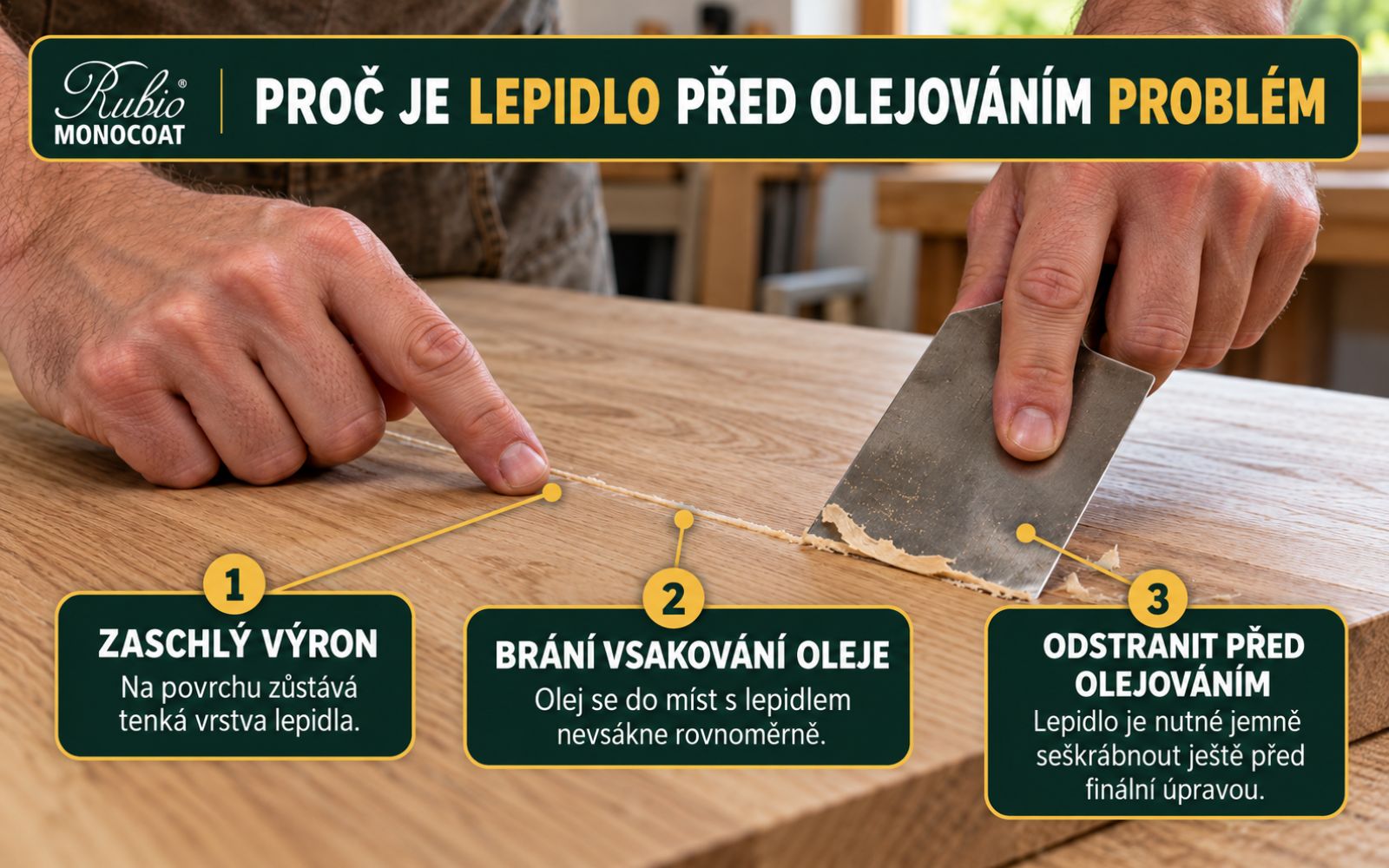 Proč je lepidlo před olejováním problém